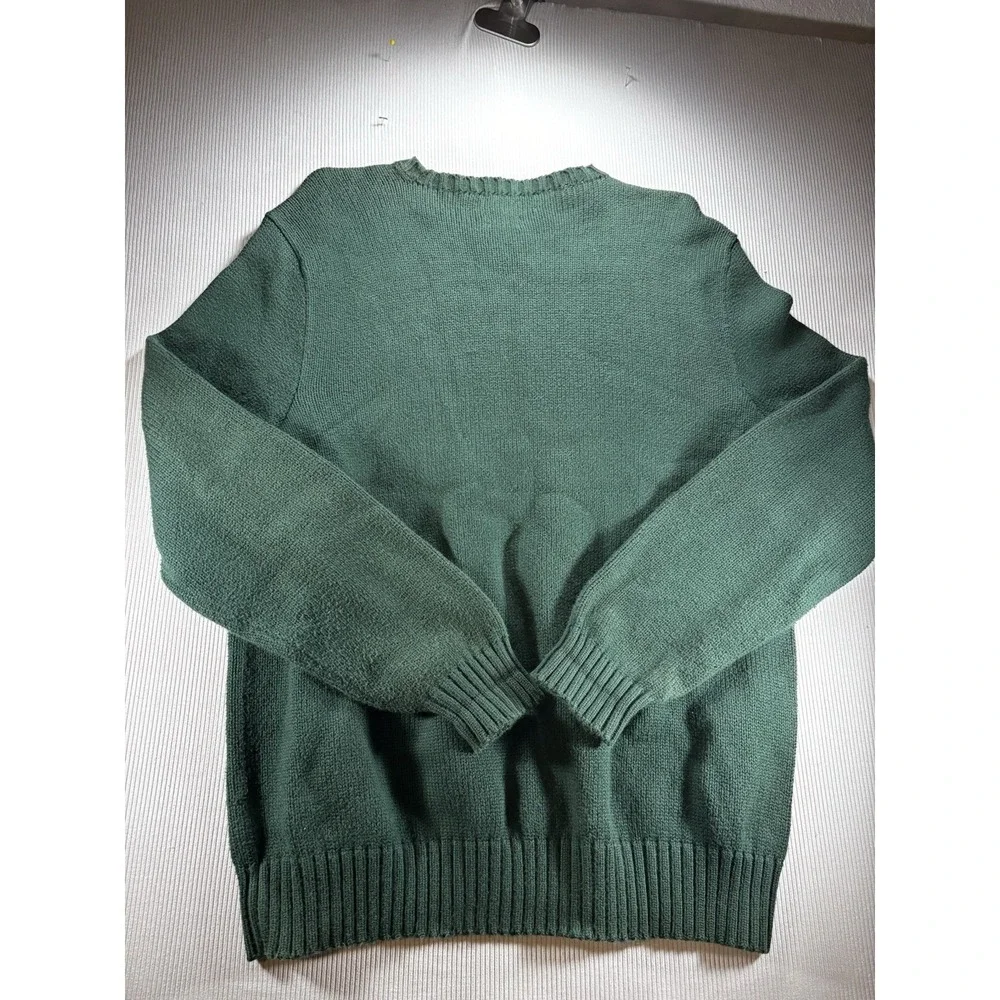 Vintage Polo Ralph‎ Lauren Sweater Men L Green 100% Cotton 1990s Sweater Polo